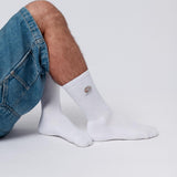 Flat White | Calzini ricamati in cotone biologico