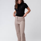 Maglietta da donna in cotone biologico con ricamo Champagne