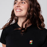 Maglietta da donna in cotone biologico con ricamo messicano