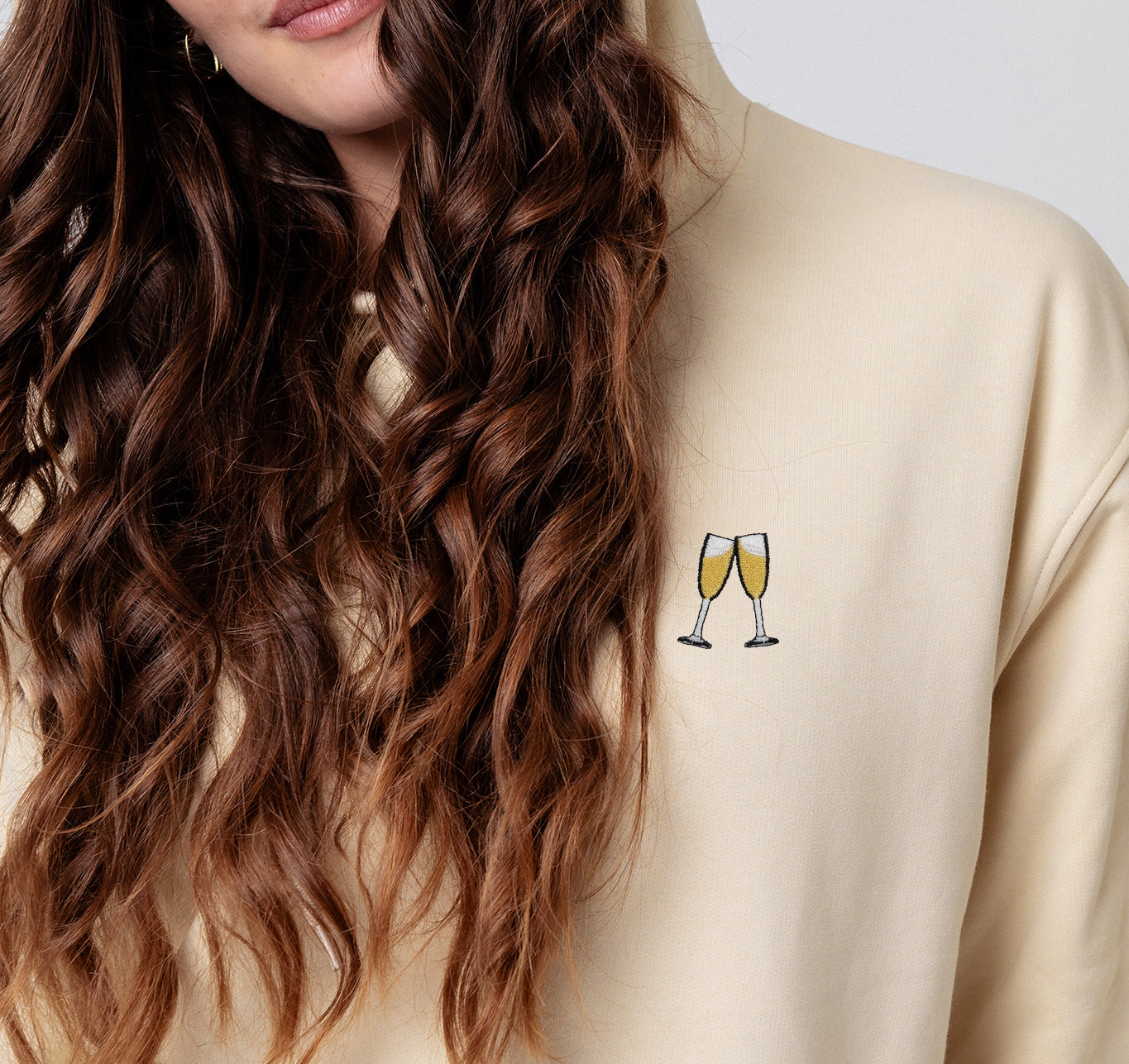 Sekt | Bestickter Bio-Baumwoll Unisex  Hoodie