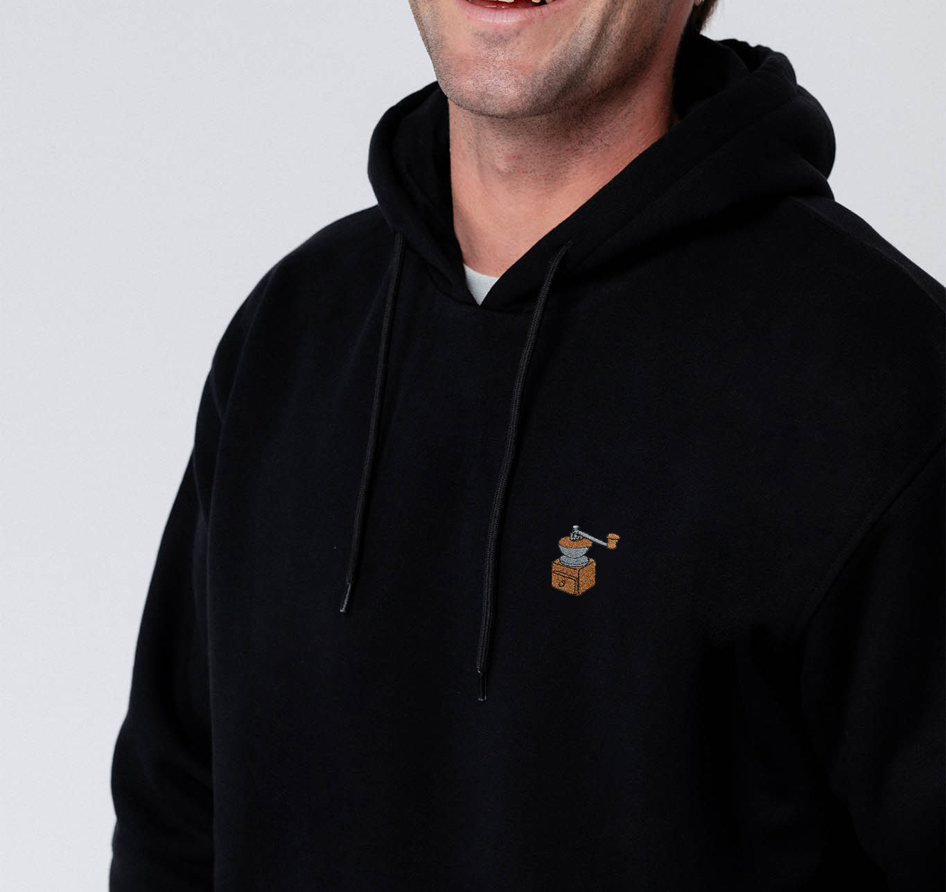 Kaffeemühle | Bestickter Bio Baumwoll Unisex Hoodie