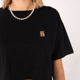 Coffee Bag | Besticktes Bio Baumwoll Cropped T-Shirt