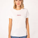 Caffé doppio | Besticktes Bio Baumwoll Frauen T-Shirt