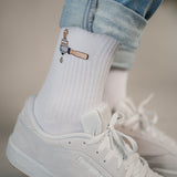 Calzini in cotone biologico ricamati con supporto retinato e tamper