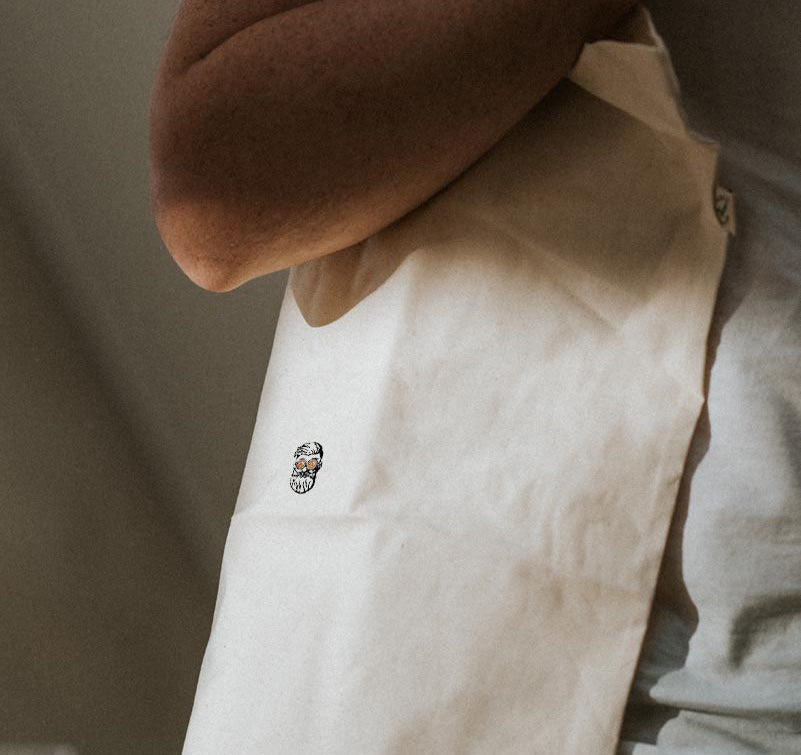 Borsa da caffè hipster ricamata in cotone biologico