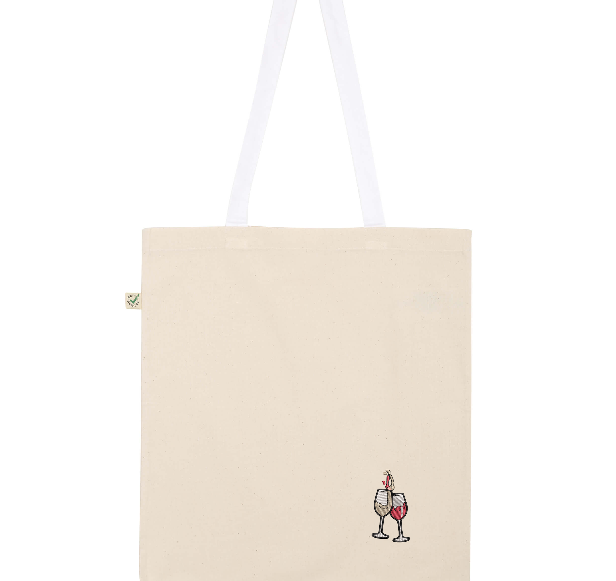 Borsa in cotone biologico ricamata Wine Duet