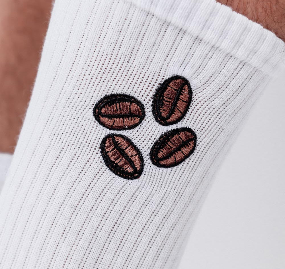 Coffee Beans | Calzini ricamati in cotone organico