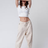Bazi® | Besticktes Bio Baumwoll Cropped T-Shirt