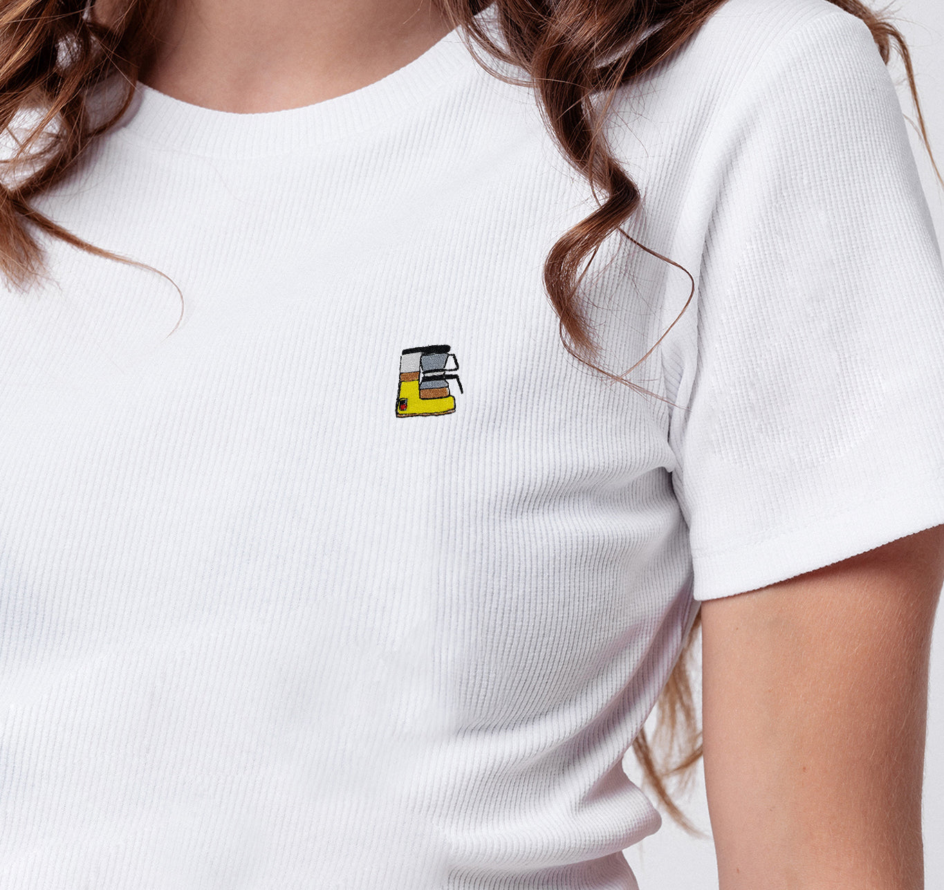 Filterkaffeemaschine | Besticktes Bio Baumwoll Cropped T-Shirt