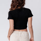 Bazi® | Besticktes Bio Baumwoll Cropped T-Shirt