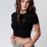 Beerpong Randtreffer | Besticktes Bio Baumwoll Cropped T-Shirt