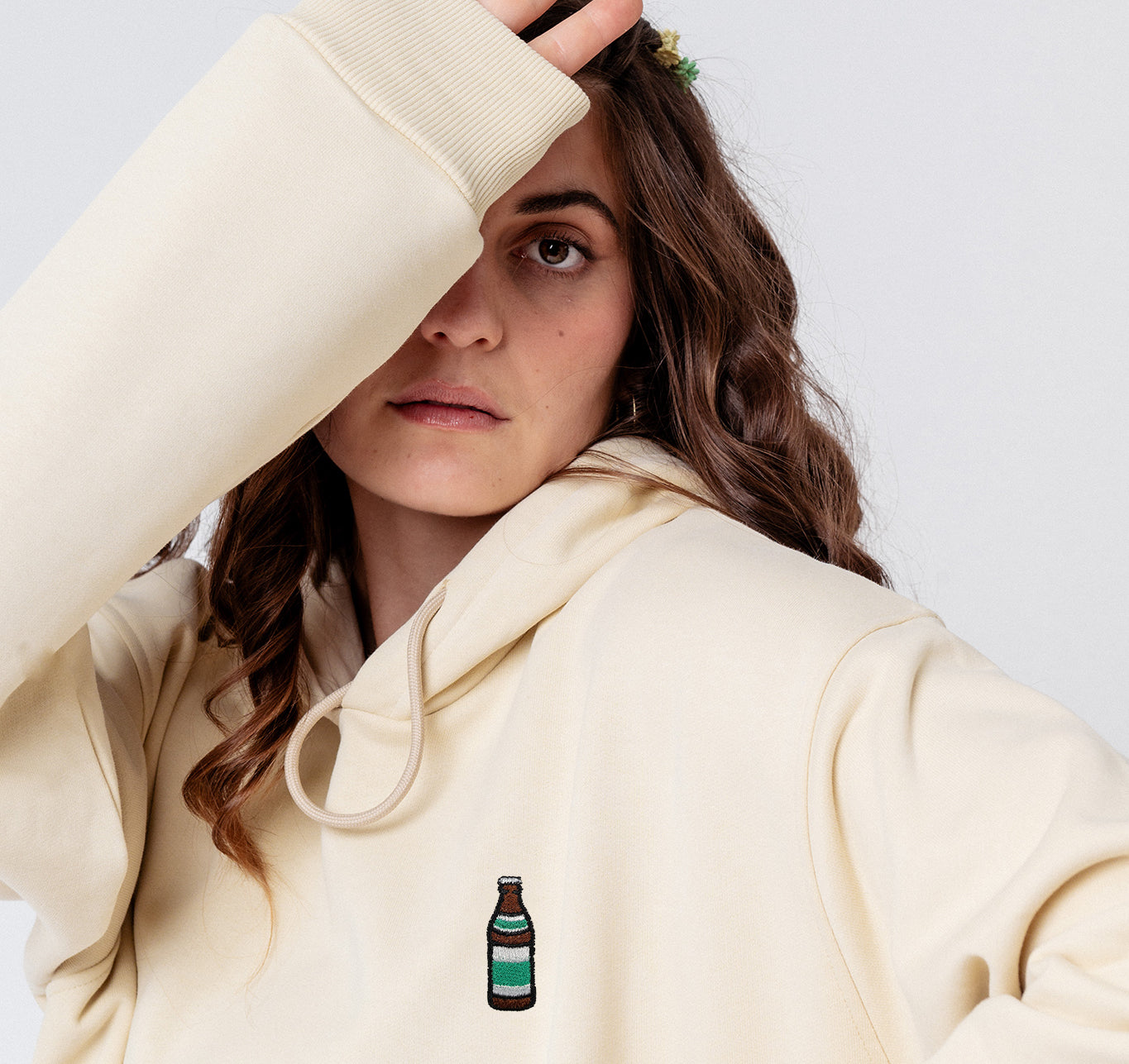 Felpa con cappuccio da donna in cotone organico con ricamo Bright |