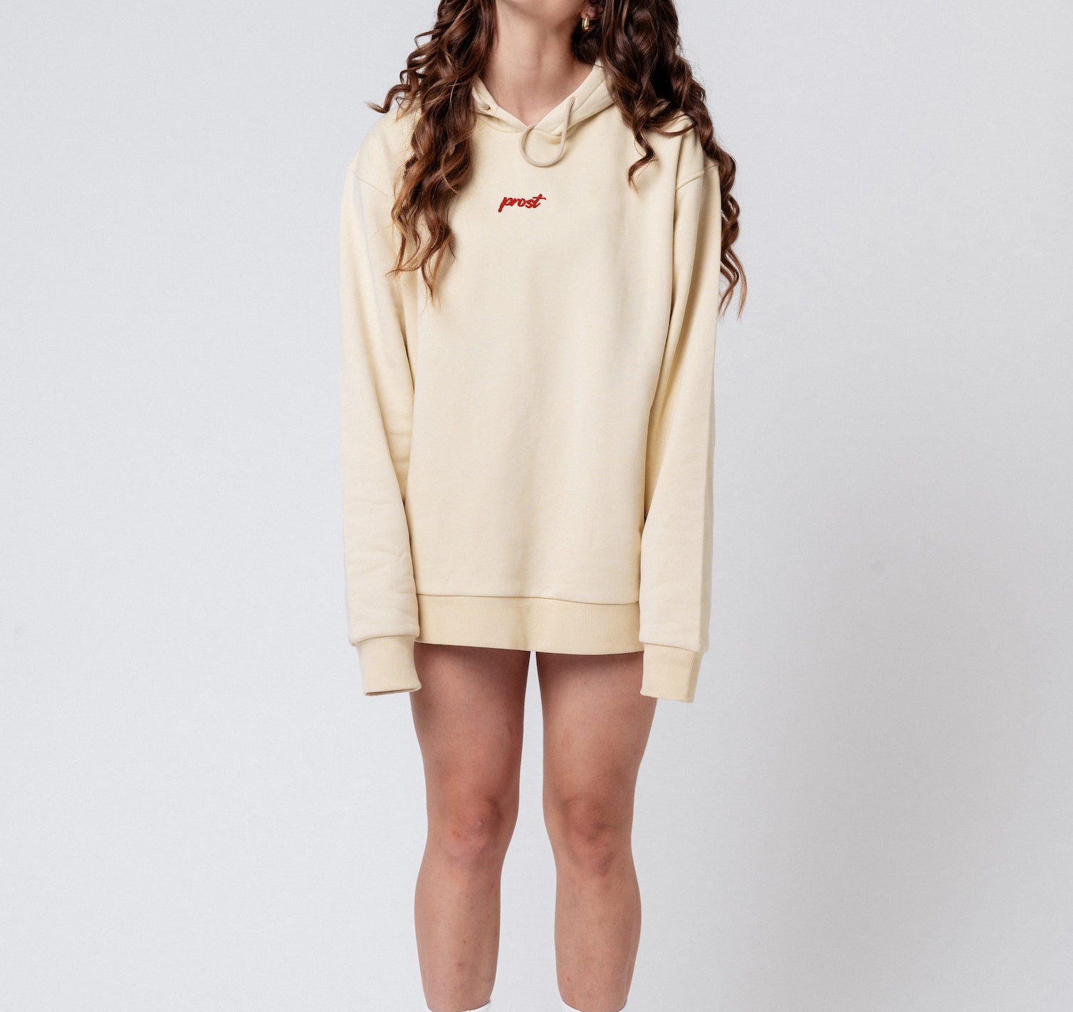 Felpa con cappuccio da donna in cotone organico ricamata Cheers Collection