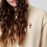 Felpa con cappuccio da donna in cotone biologico ricamato Glaserl Rotwein |