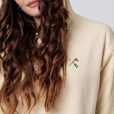 Felpa con cappuccio da donna in cotone biologico ricamato Champagne Sabre
