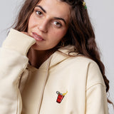 Felpa con cappuccio da donna in cotone organico ricamata Beerpong Edge Hit |