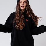 Felpa con cappuccio da donna in cotone organico ricamato Beerpong |