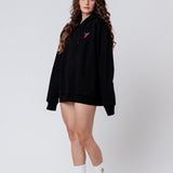 Felpa con cappuccio da donna in cotone organico ricamata Beerpong Edge Hit |