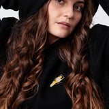 Felpa con cappuccio da donna in cotone biologico con ricamo Tornado