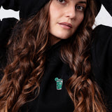 Felpa con cappuccio da donna in cotone organico ricamata Mojito |