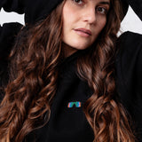 occhiali veloci| Felpa con cappuccio da donna in cotone organico ricamato
