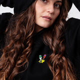 Felpa con cappuccio da donna in cotone biologico ricamato Little Knocker |