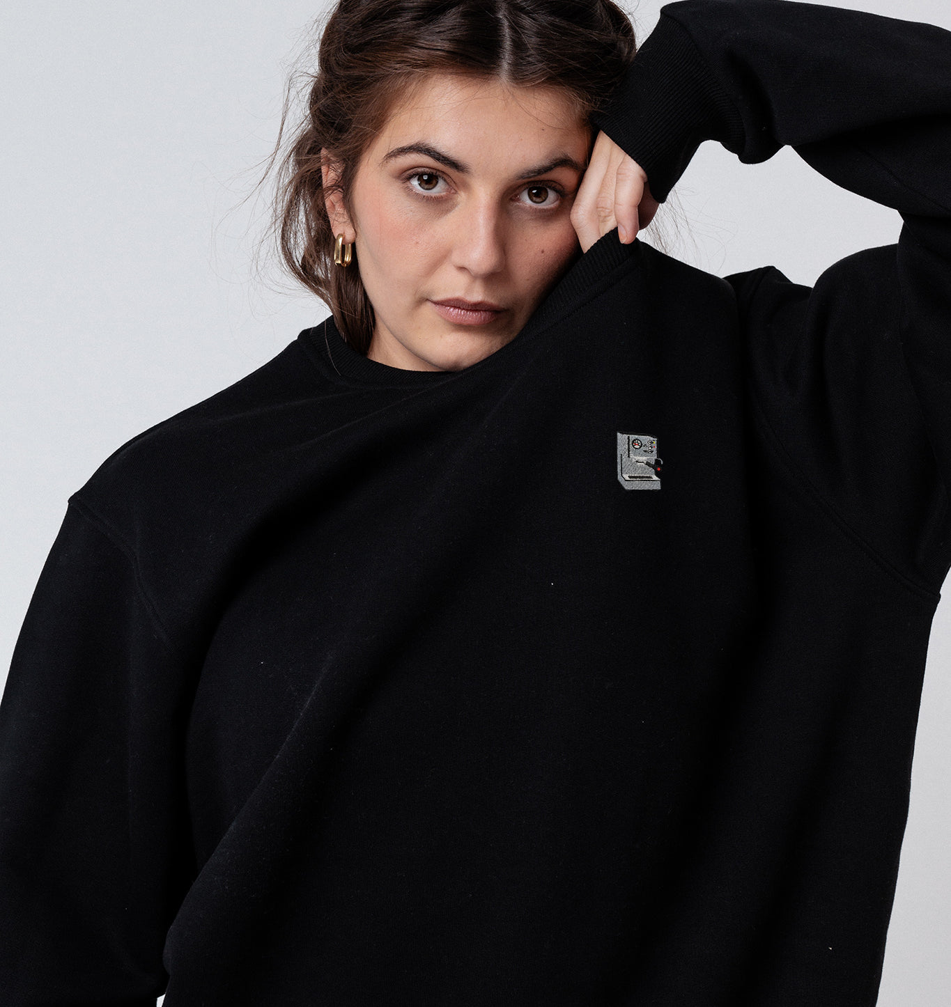 Siebträgermaschine | Bestickter Bio-Baumwoll Frauen Pullover