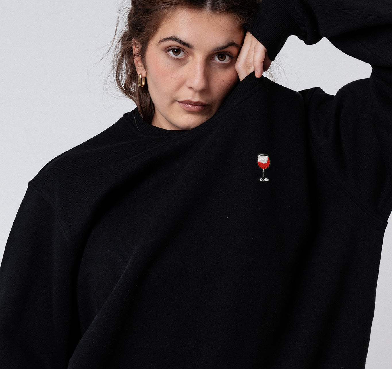 Maglione da donna in cotone biologico ricamato Glaserl Rotwein |