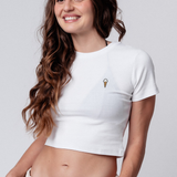 Eis | Besticktes Bio Baumwoll Cropped T-Shirt