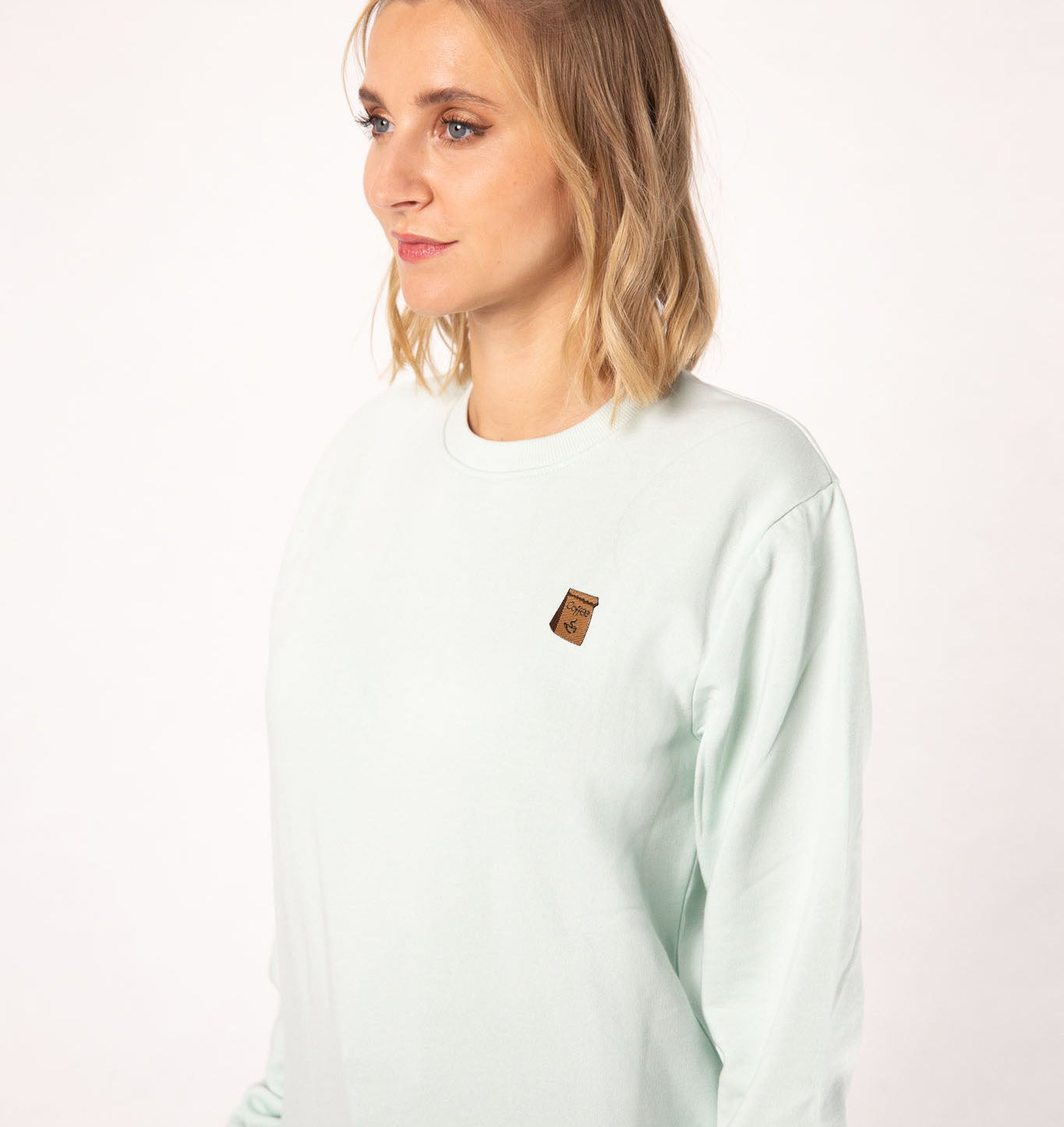 Coffee Bag | Bestickter Bio-Baumwoll Frauen Pullover