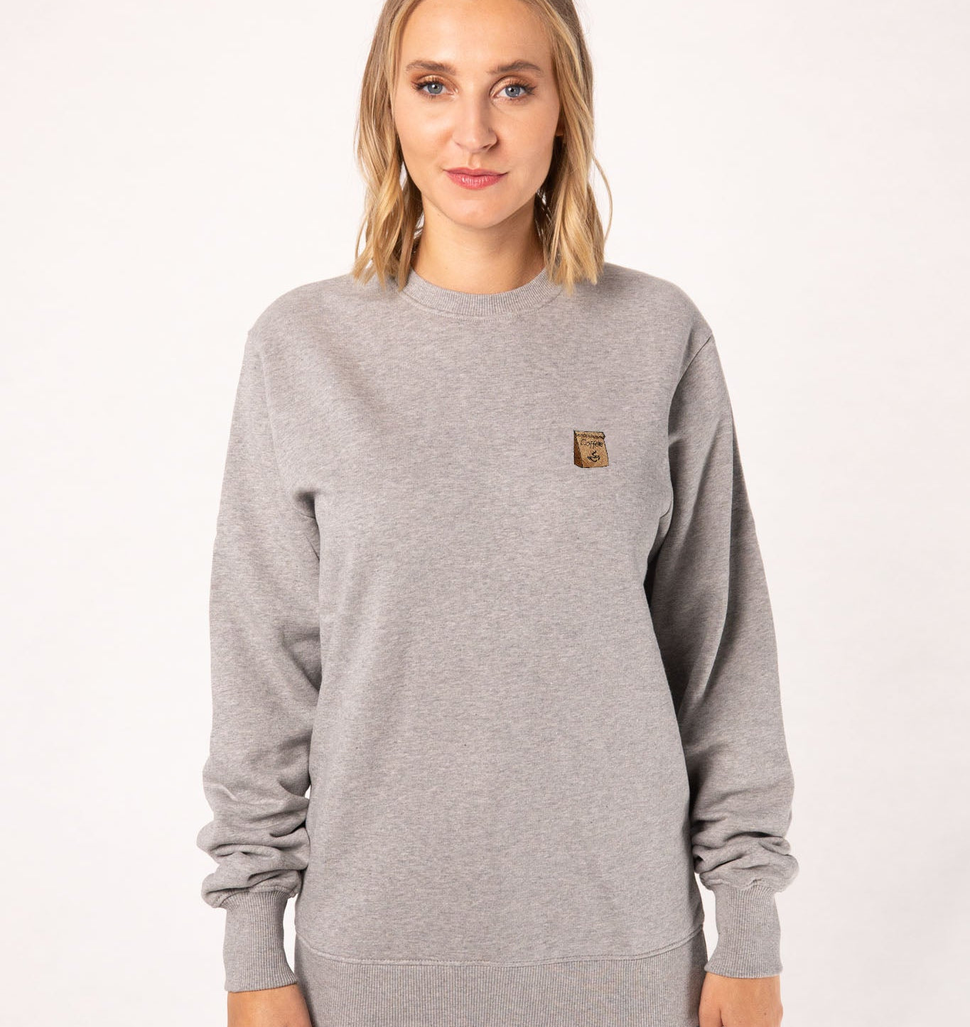 Coffee Bag | Bestickter Bio-Baumwoll Frauen Pullover