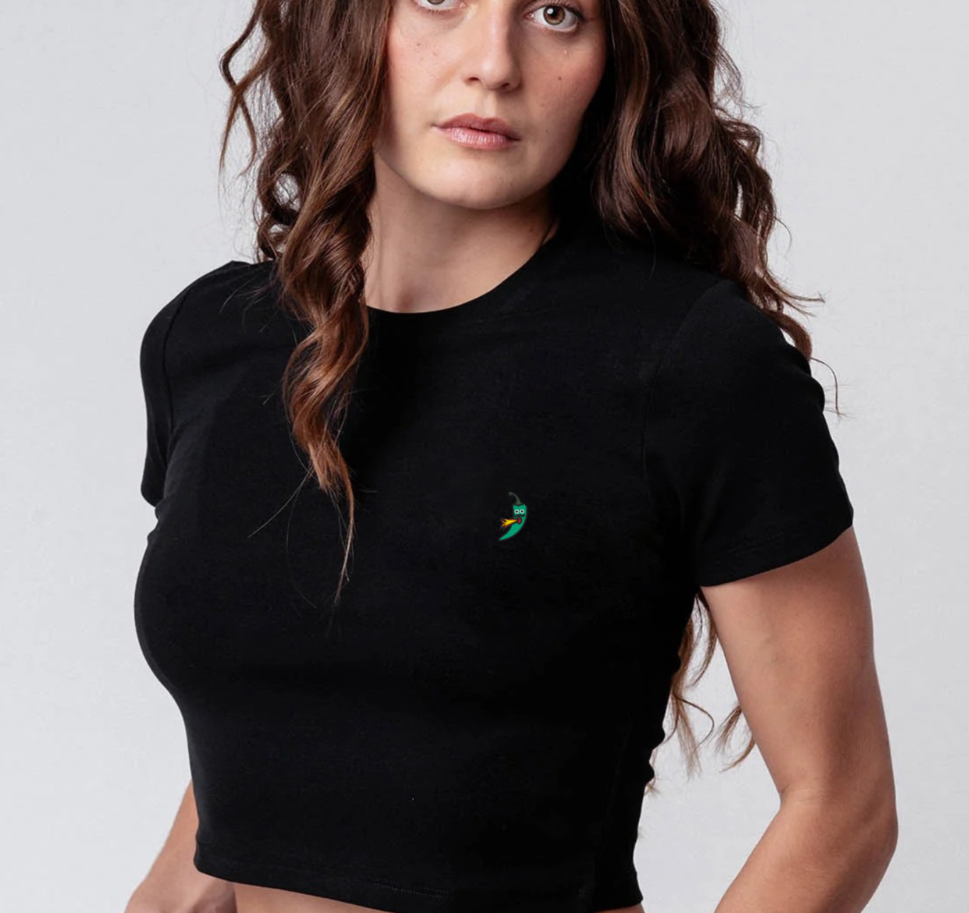 Jalapeno | Besticktes Bio Baumwoll Cropped T-Shirt