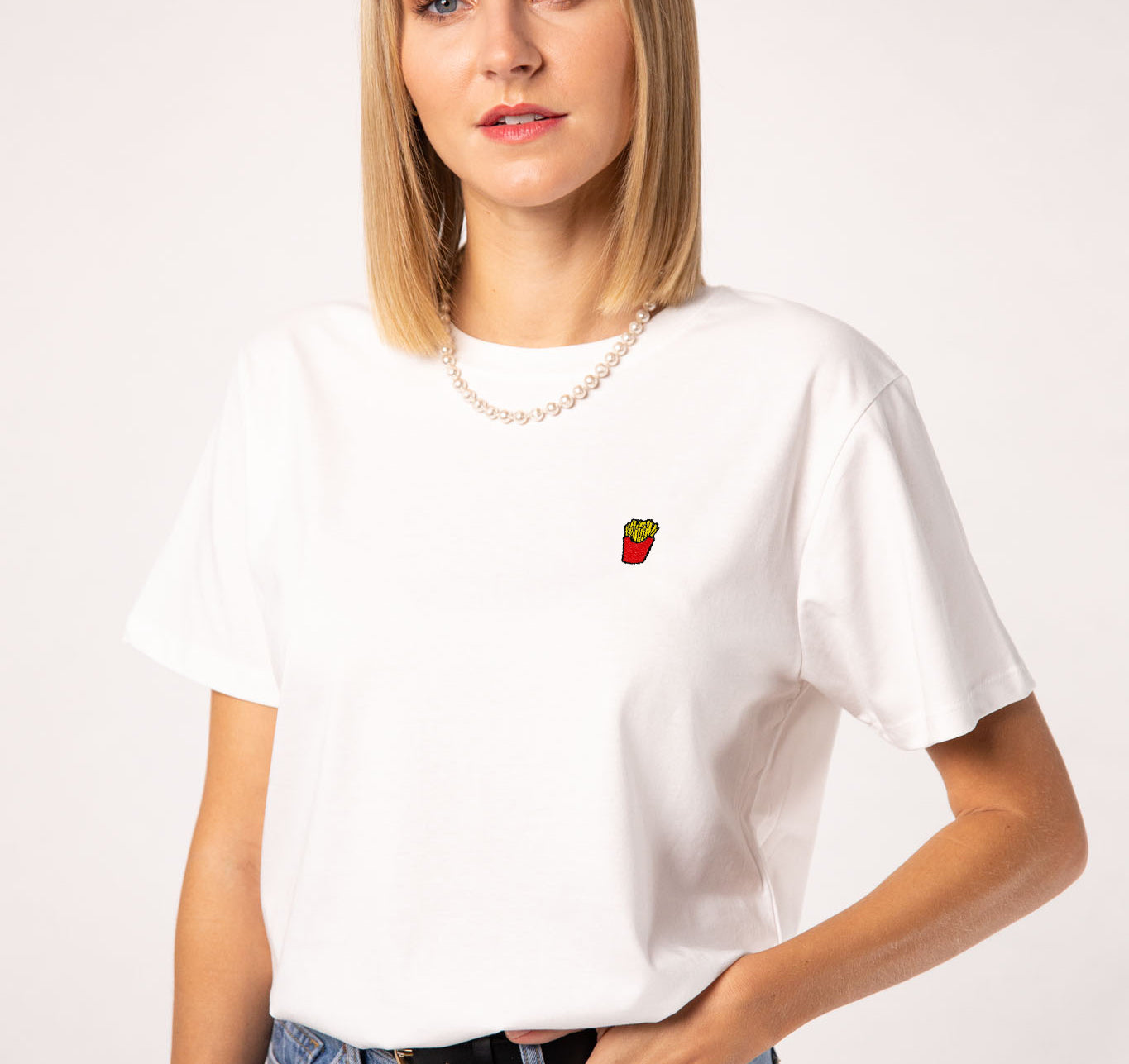 Pommes | Besticktes Bio Baumwoll Unisex T-Shirt