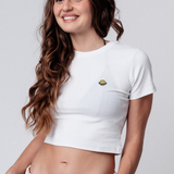 Leberkassemmel | Besticktes Bio Baumwoll Cropped T-Shirt