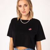 Steak | Besticktes Bio Baumwoll Cropped T-Shirt