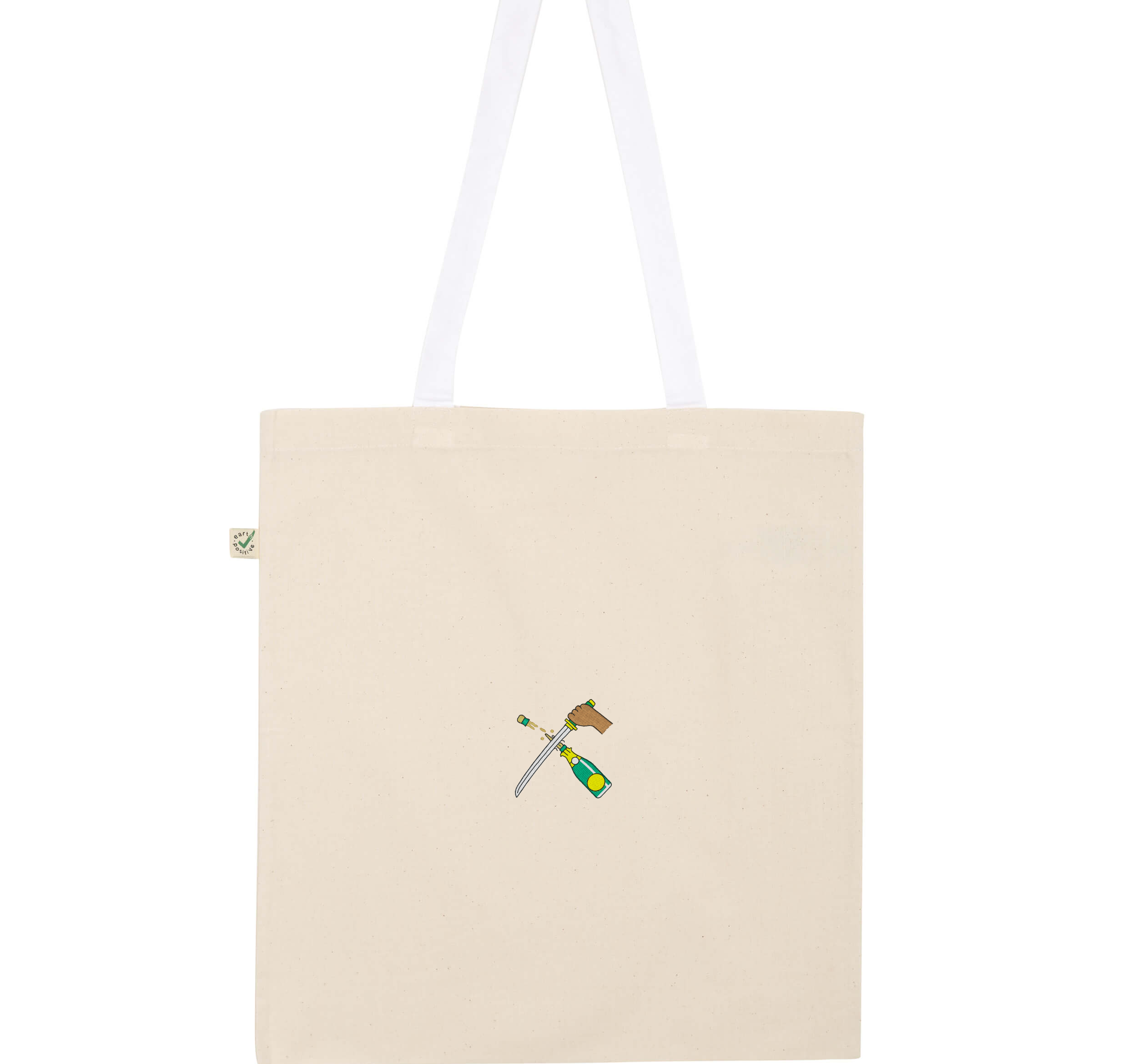 Borsa in cotone biologico ricamata Champagne Sabre