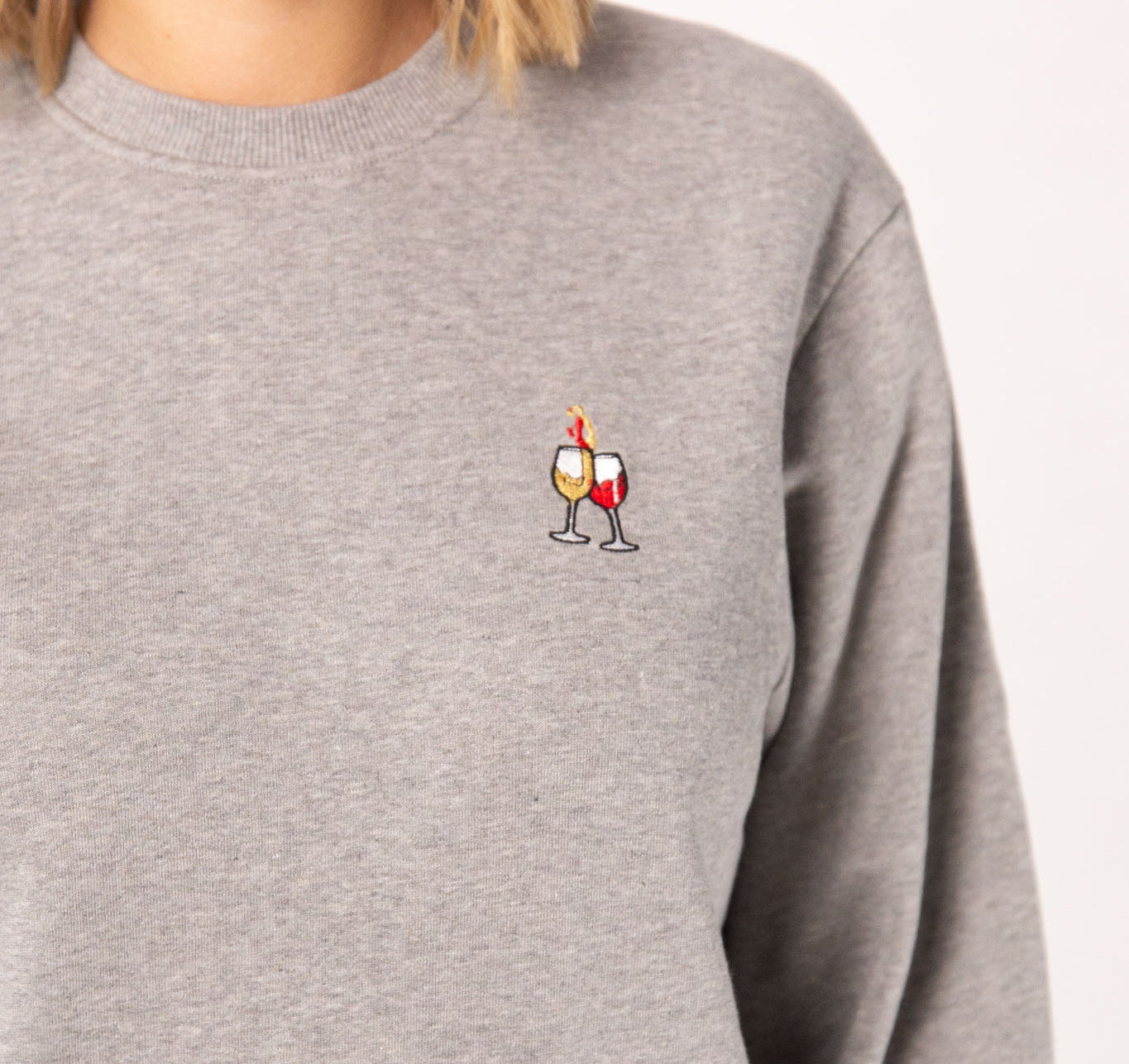 Maglione da donna in cotone biologico ricamato Wine Duet |