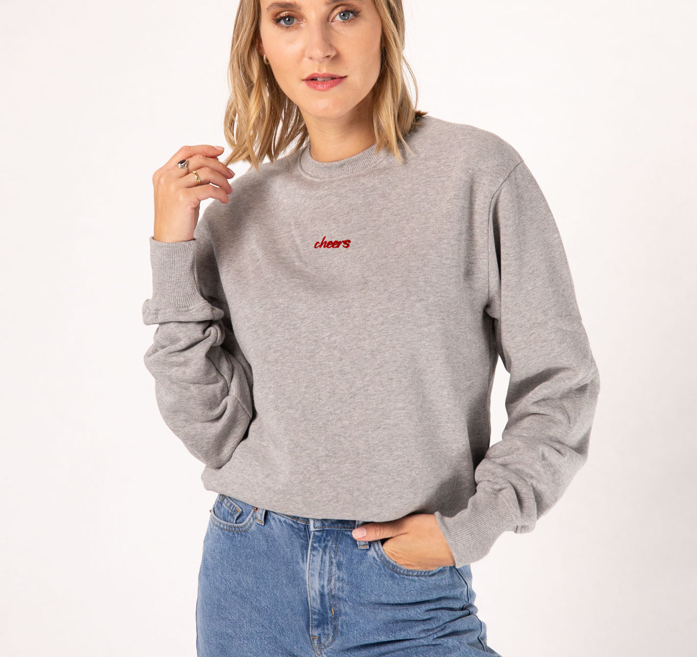 Maglione da donna in cotone organico ricamato Cheers Collection